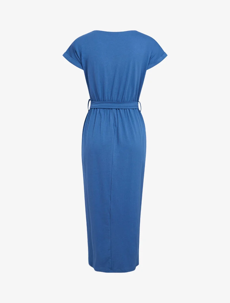 Wickelkleid mit Knopfleiste - blaues Karren