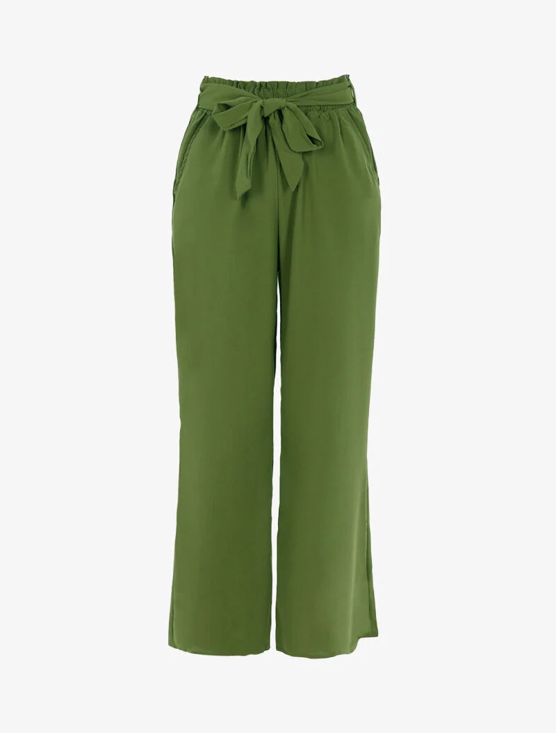 Weite, fließende Hose - Kaki