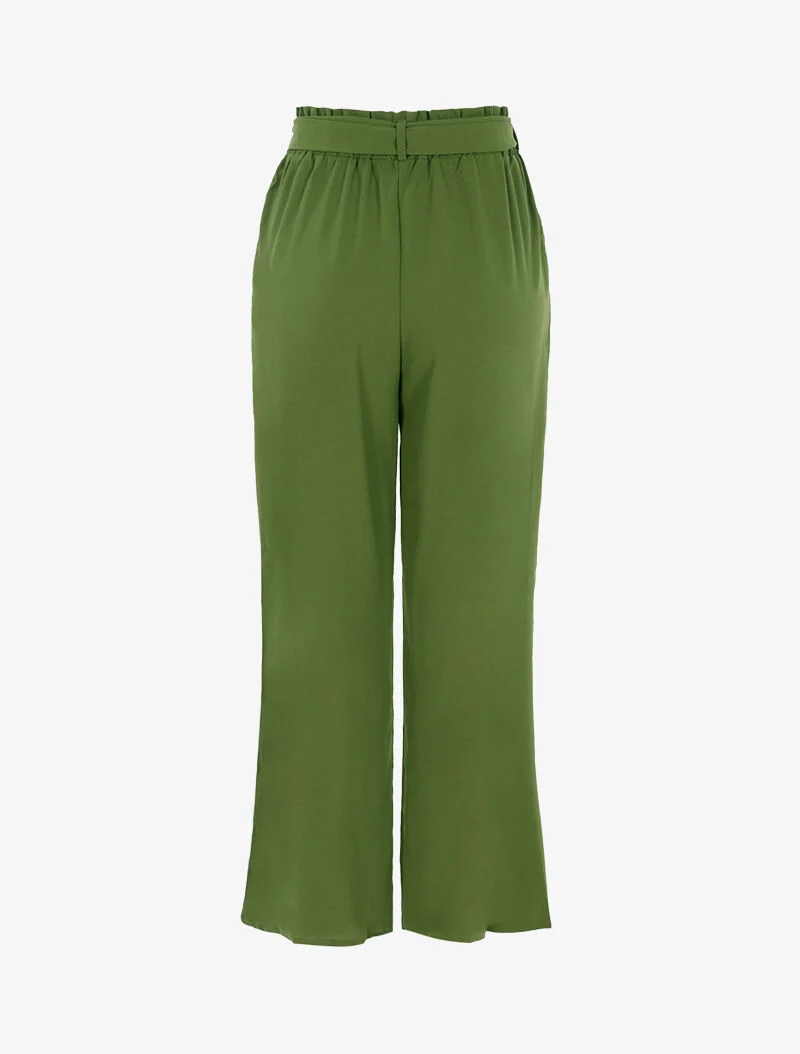 Weite, fließende Hose - Kaki