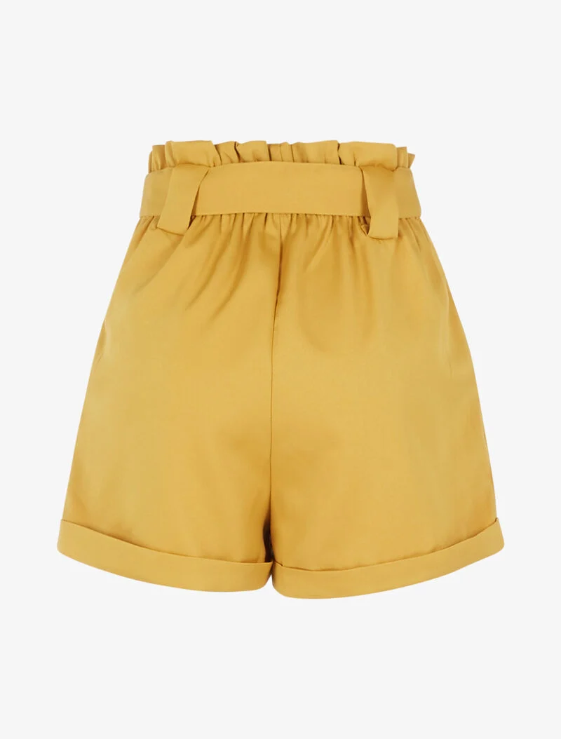 High Waist Paperbag Shorts - Senf