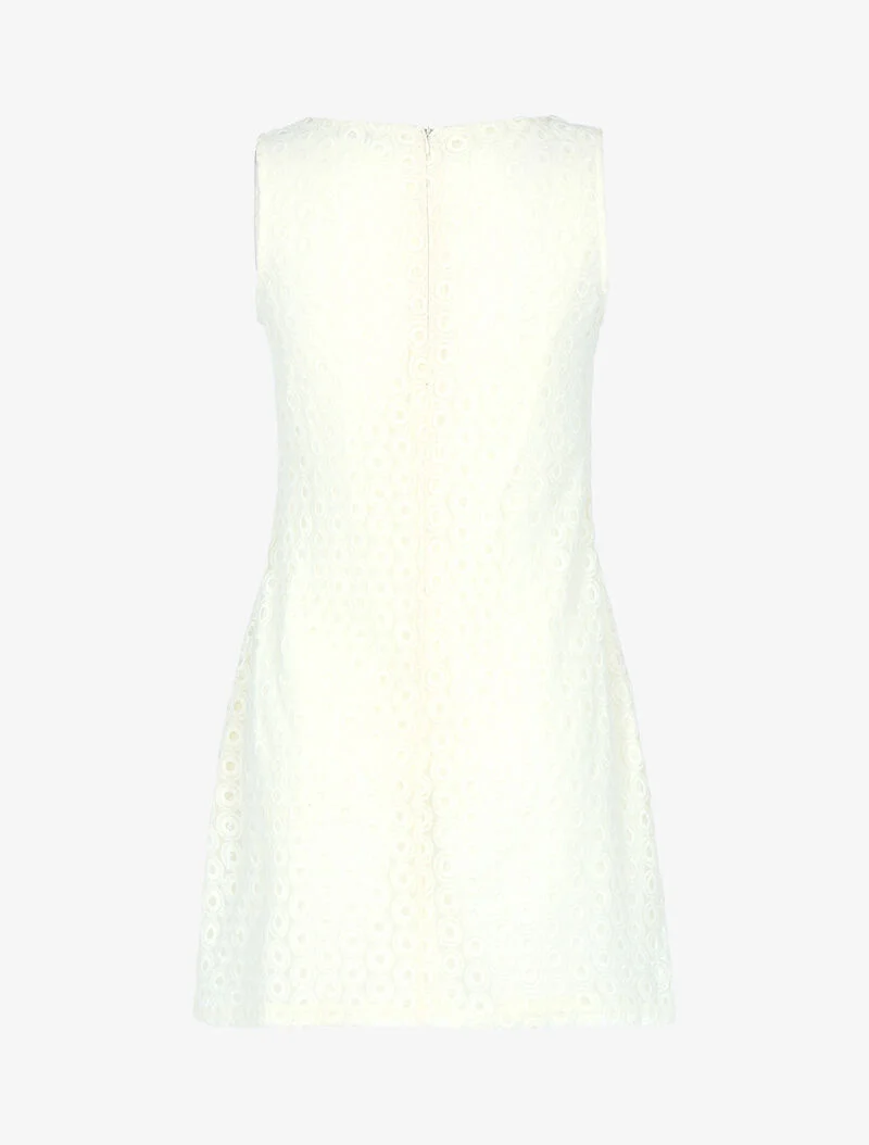 Tüllkleid mit grafischen Kreisen - beige