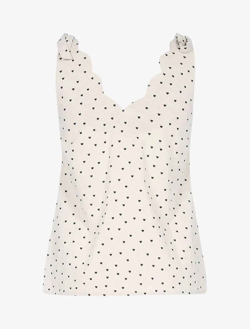 Oberteil mit kleinen Herzchen-Print - beige
