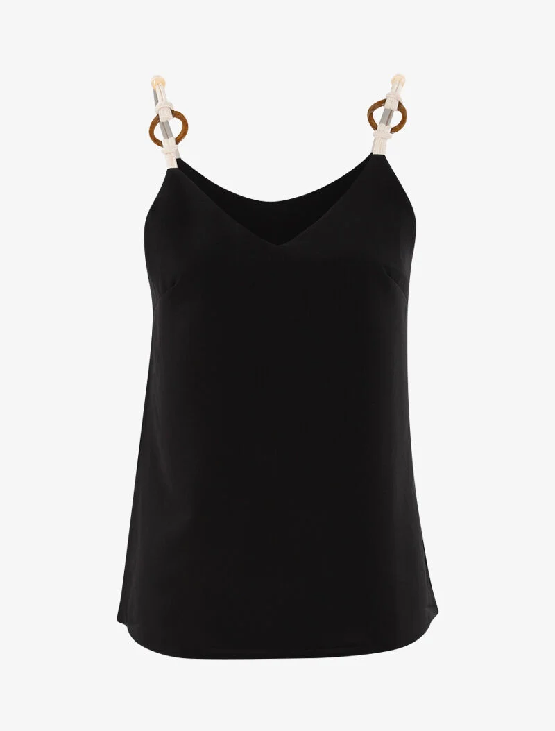 Tanktop mit Seileffekt-Trägern - schwarz