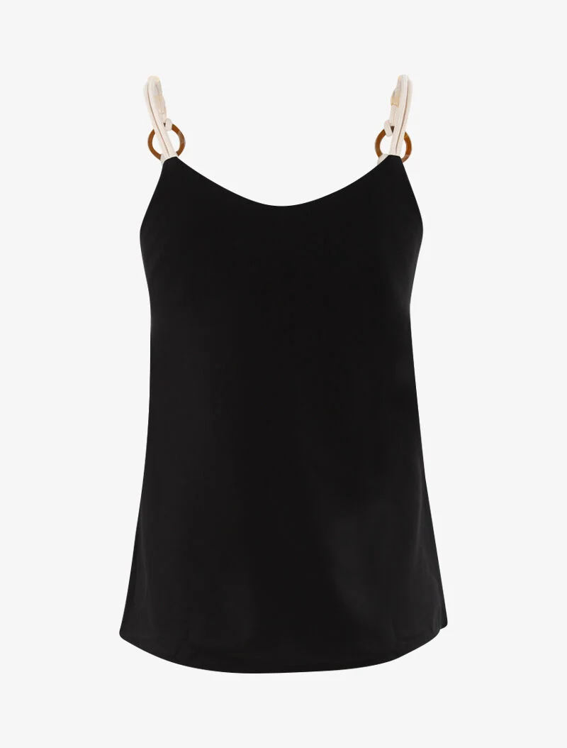 Tanktop mit Seileffekt-Trägern - schwarz