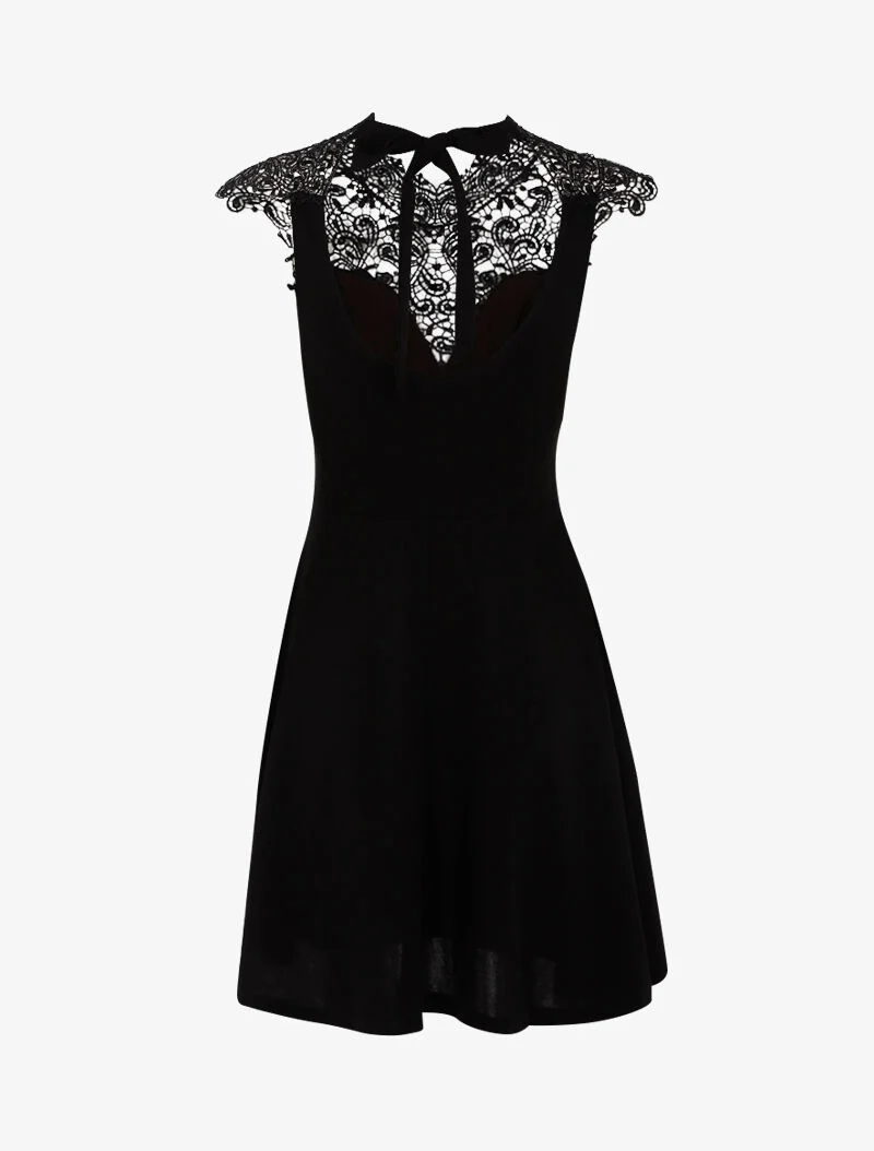 Skaterkleid mit Spitzenbrustteil - schwarz