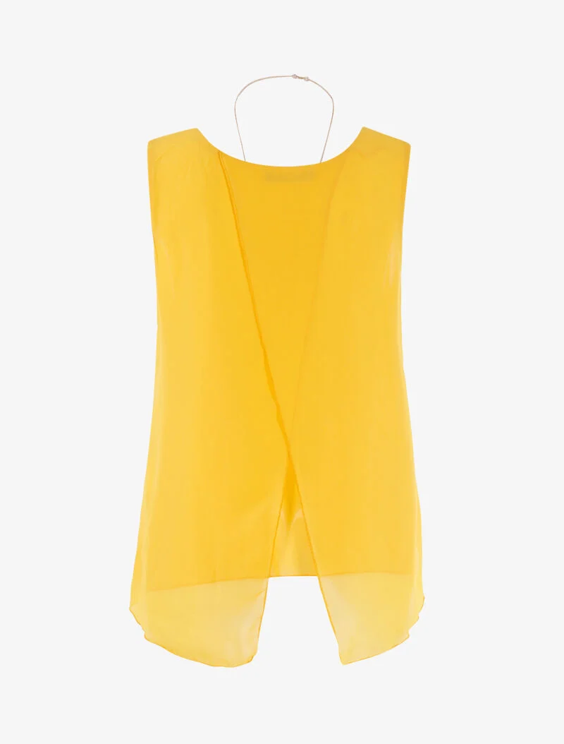 Asymmetrisches Oberteil aus Voile - gelb