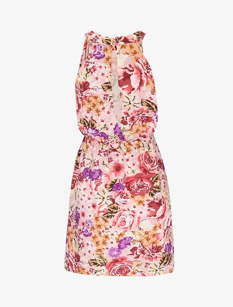 Blumenkleid mit amerikanischem Kragen - Rose
