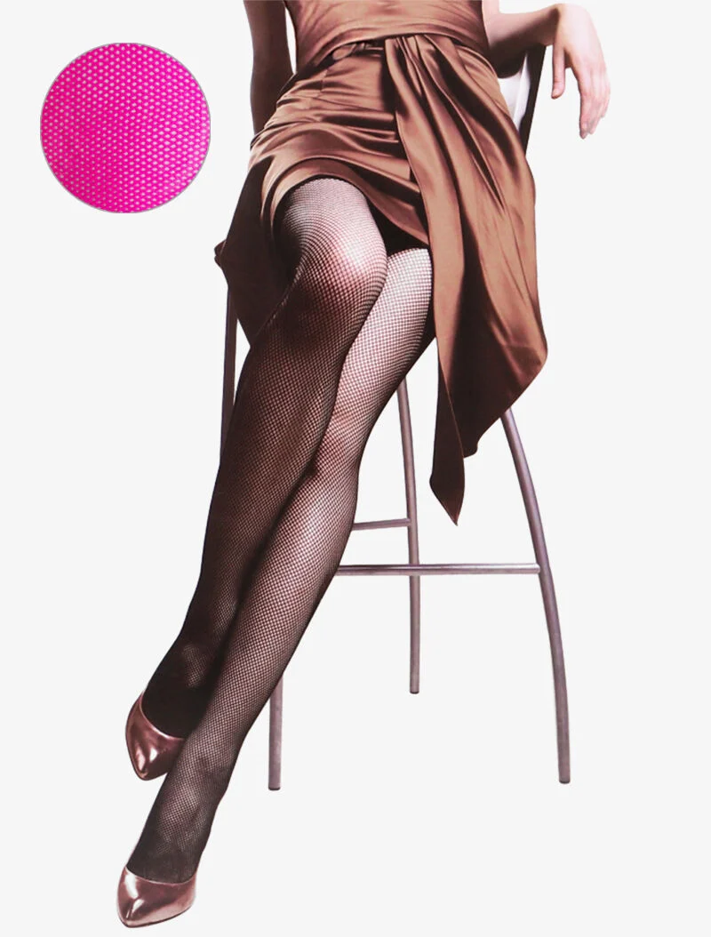 Feinstrumpfhose mit kleinen Netzmaschen - Neonrosa