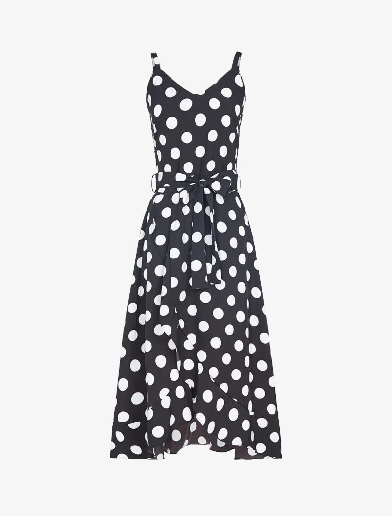 Wickelkleid mit Punkten - schwarz