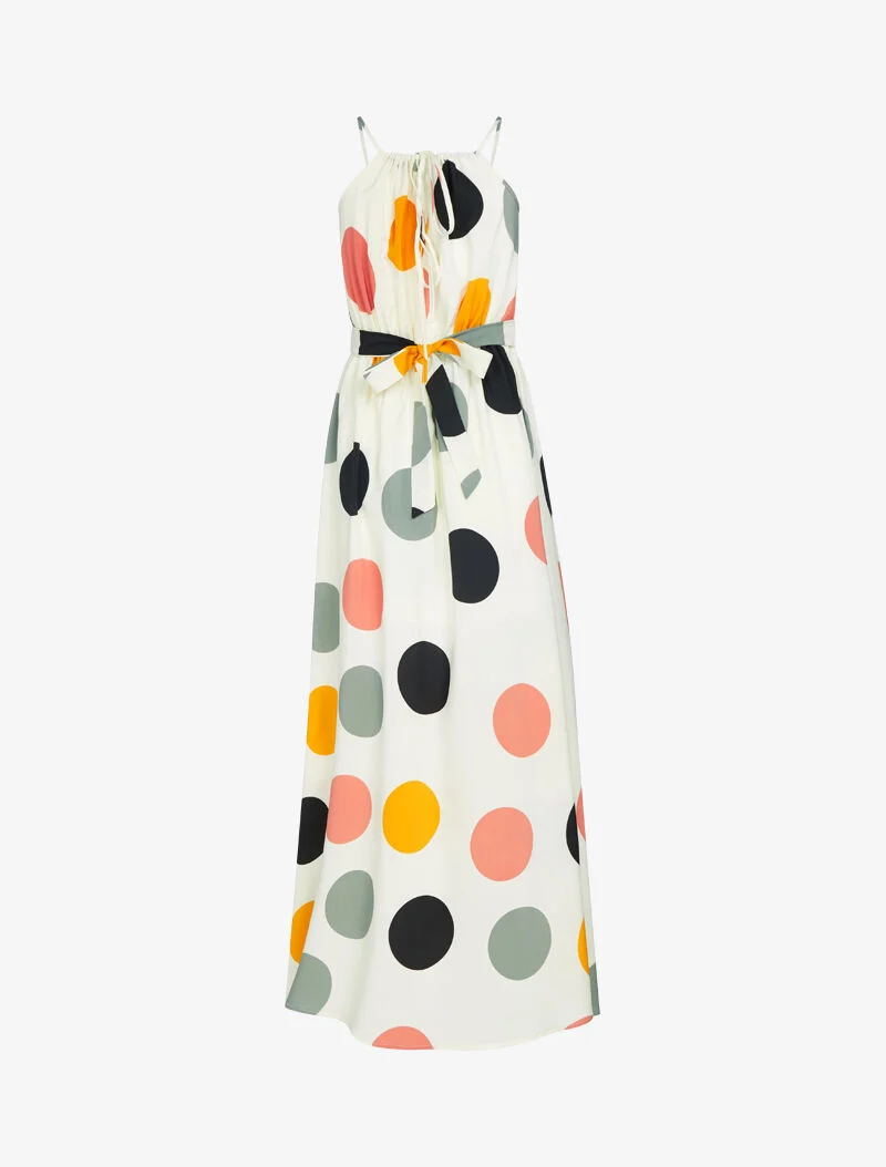 Kleid mit buntem Runddruck - Ecru