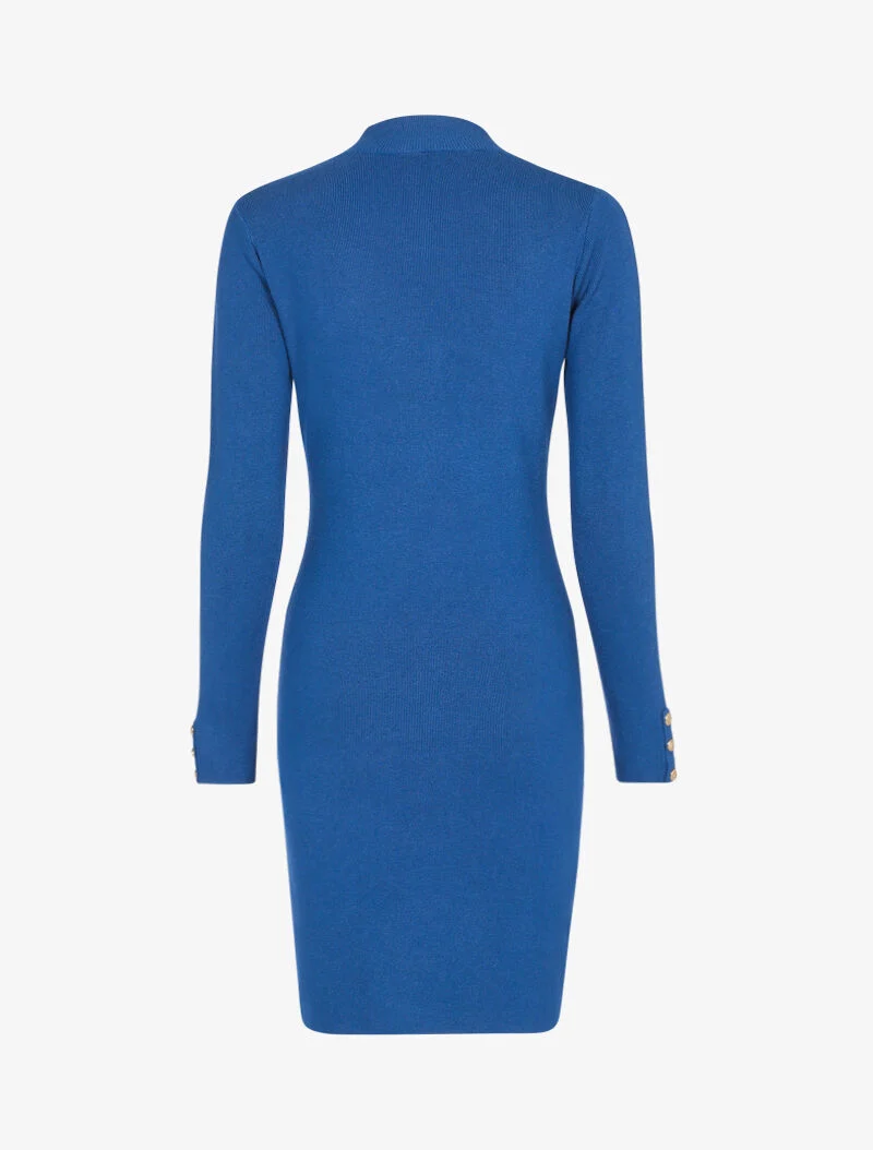 Strickkleid mit kontrastierenden Knöpfen - blaues Karren