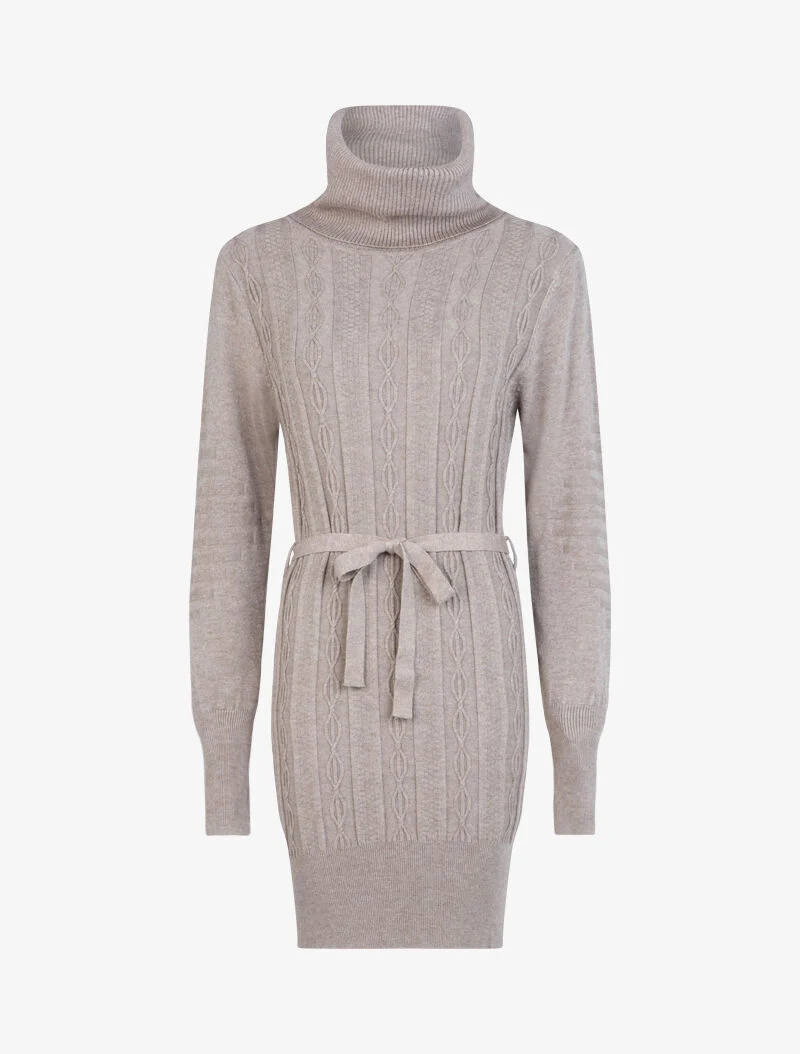 Strickkleid mit geflochtenen Details und Relief. - Maulwurf