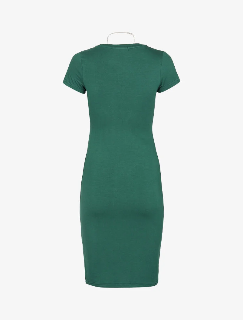 Figurbetontes T-Shirt-Kleid - Flaschengrün