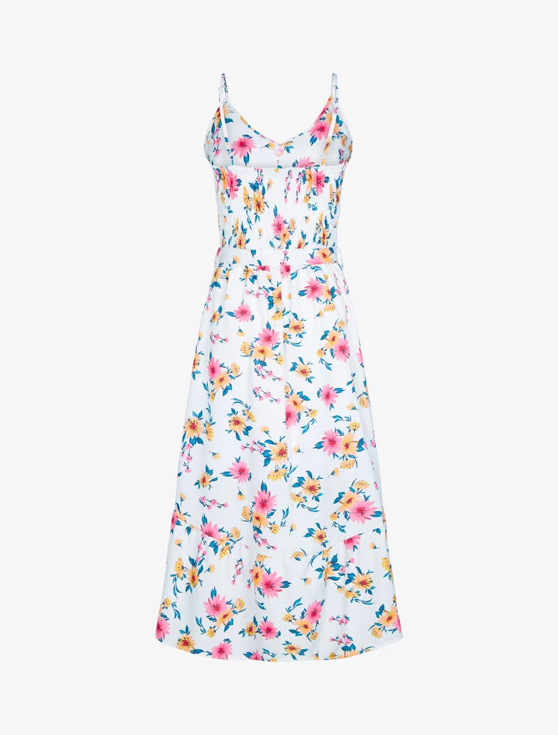 Asymmetrisches Kleid mit Drucken - weiß