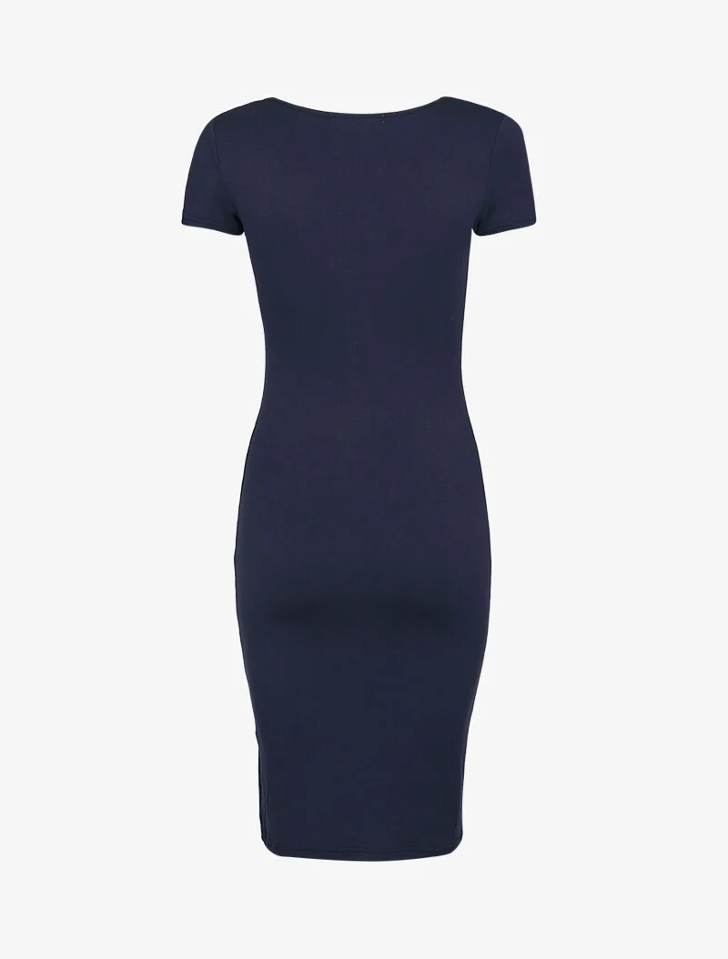 Einfaches Kleid mit kurzen Ärmeln - Marine