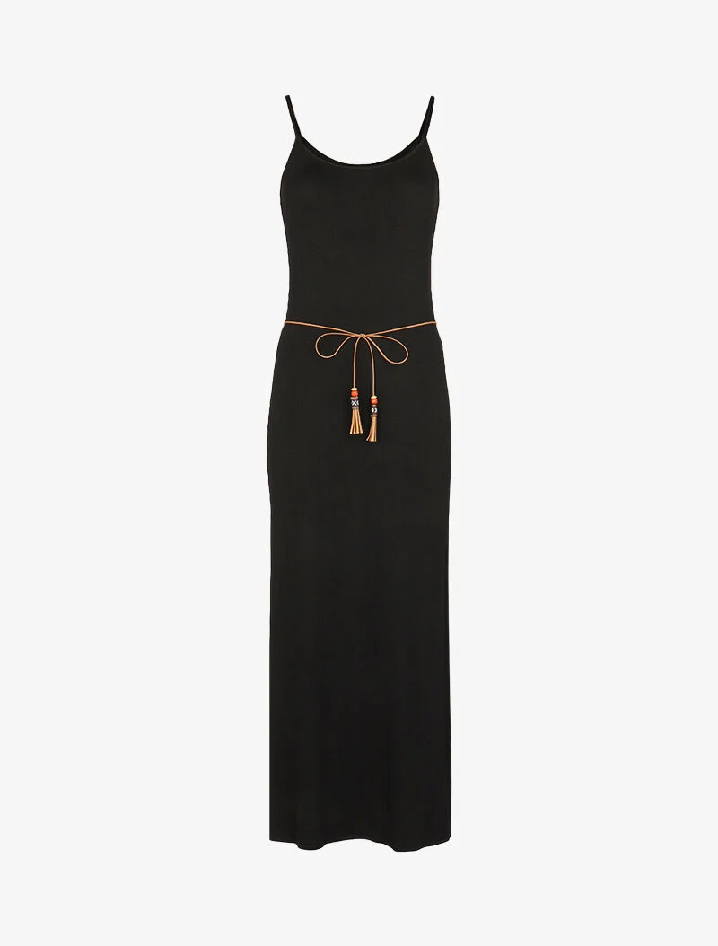 Kleid mit geschlitzten Seiten - schwarz
