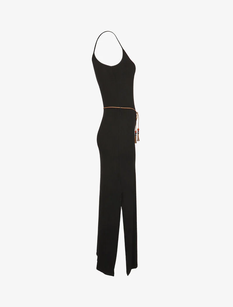 Kleid mit geschlitzten Seiten - schwarz