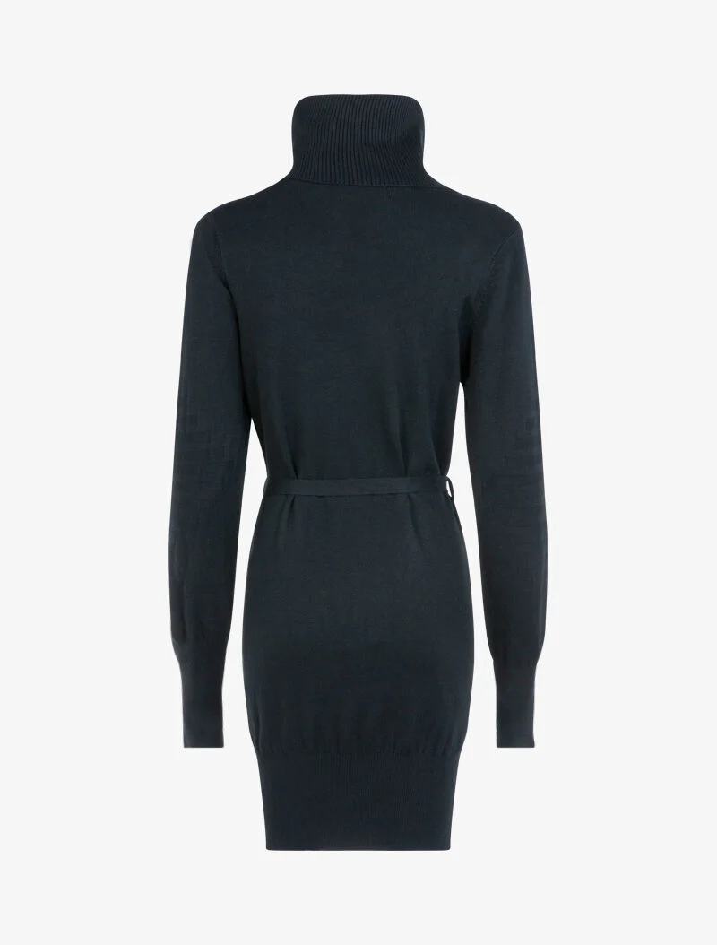 Pulloverkleid mit grafischen Rippendetails - schwarz