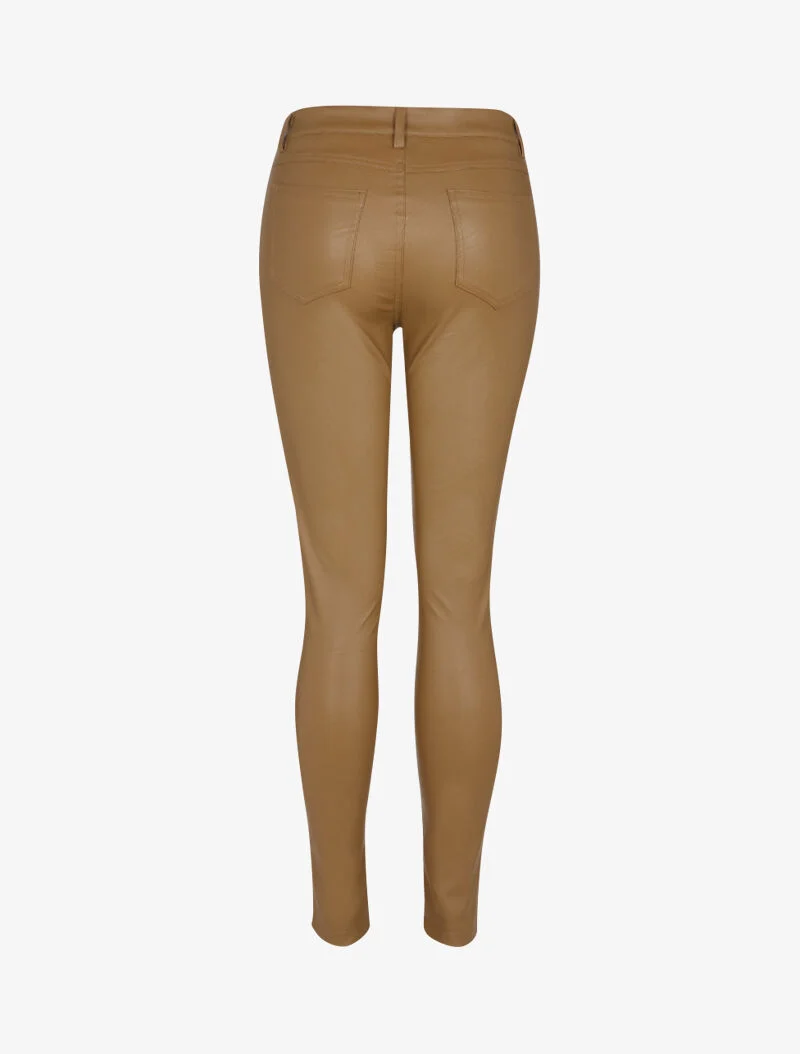 Casual-Hose aus Kunstleder - Hellbraun