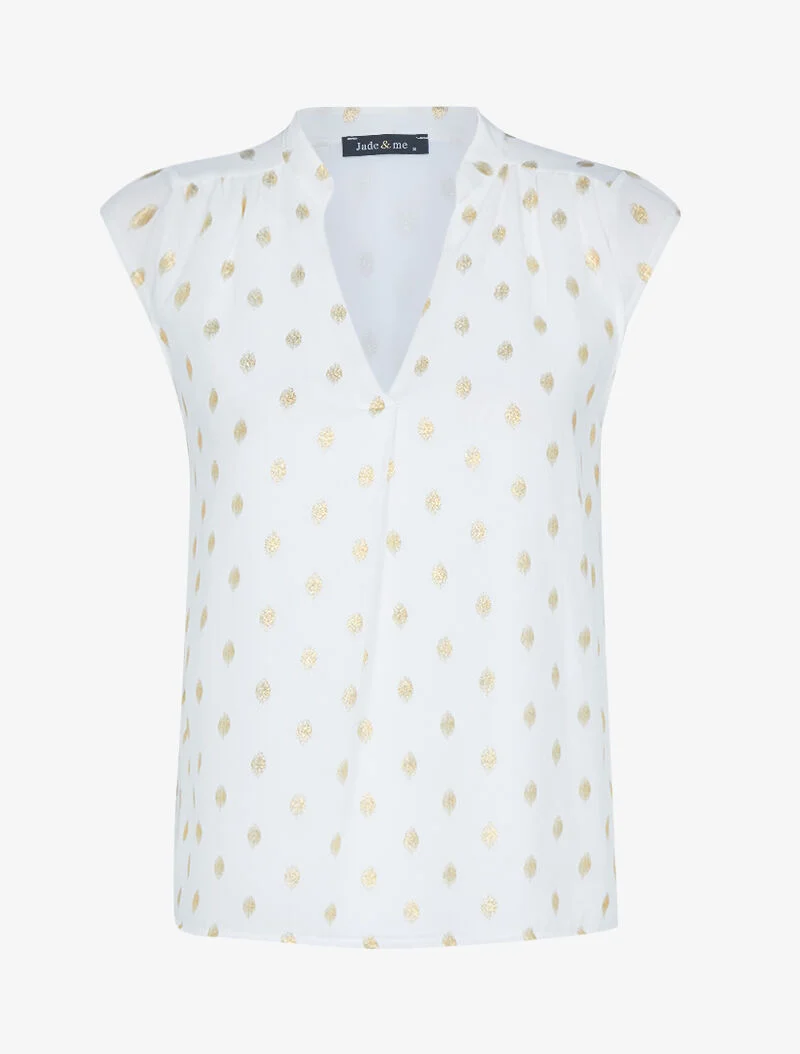 Oberteil aus Voile mit gesprenkeltem Print - weiß