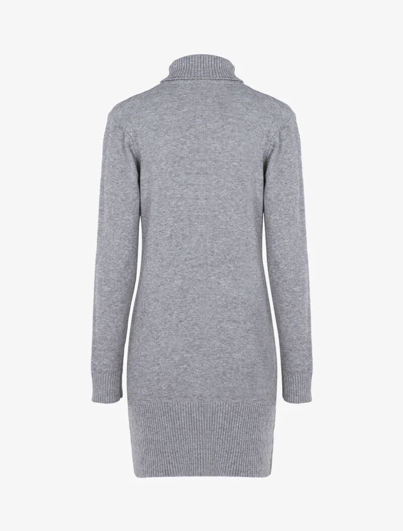 Strickkleid mit grafischen Formen und Streifen in Textur. - Hellgrau