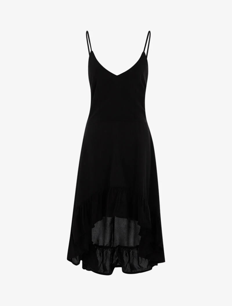 Asymmetrisches Rüschenkleid - schwarz