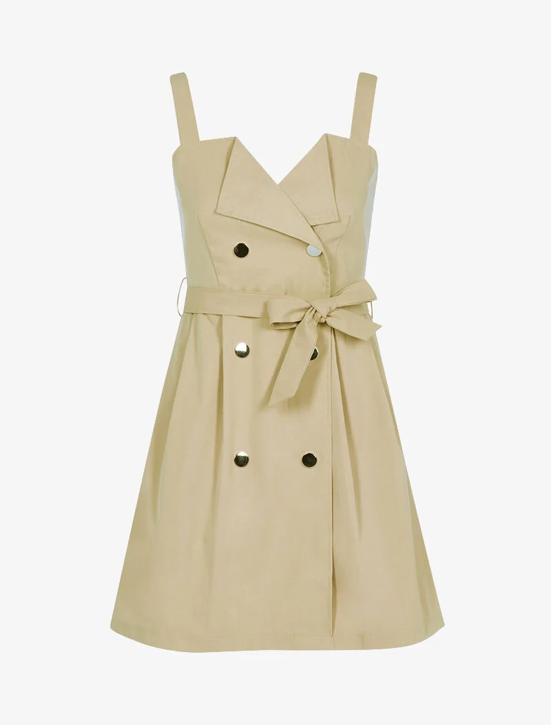 Kleid mit dekorativen Knöpfen - beige
