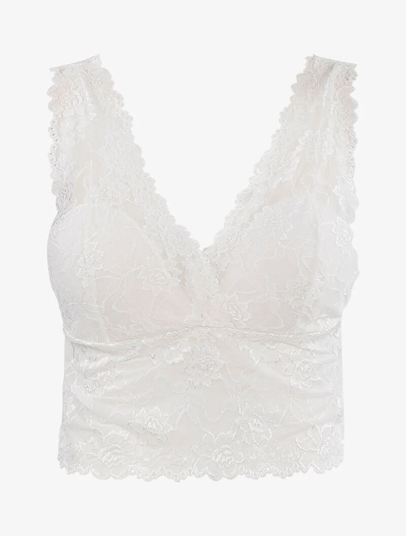 Spitzen-Crop-Top - weiß