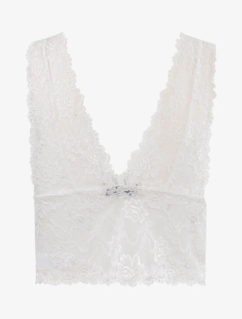 Spitzen-Crop-Top - weiß