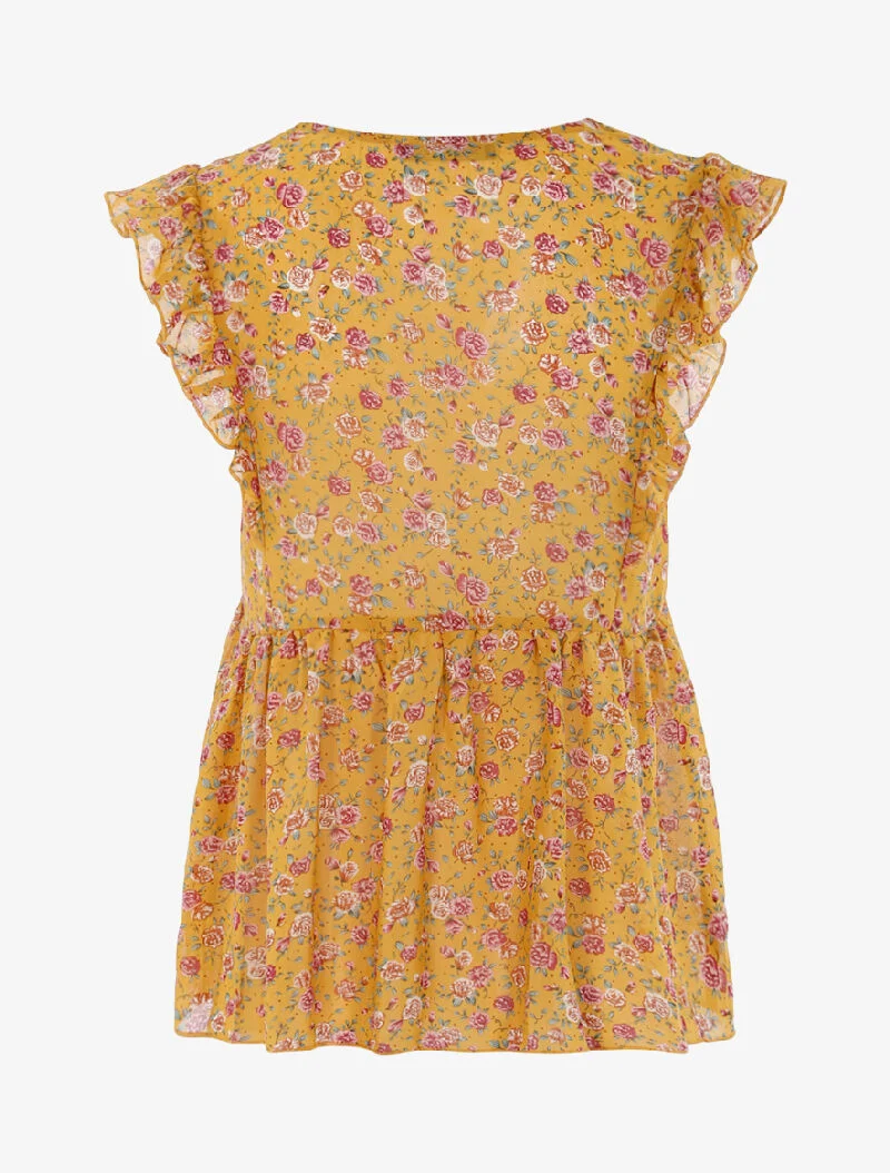 Blumiges transparentes Top - gelb