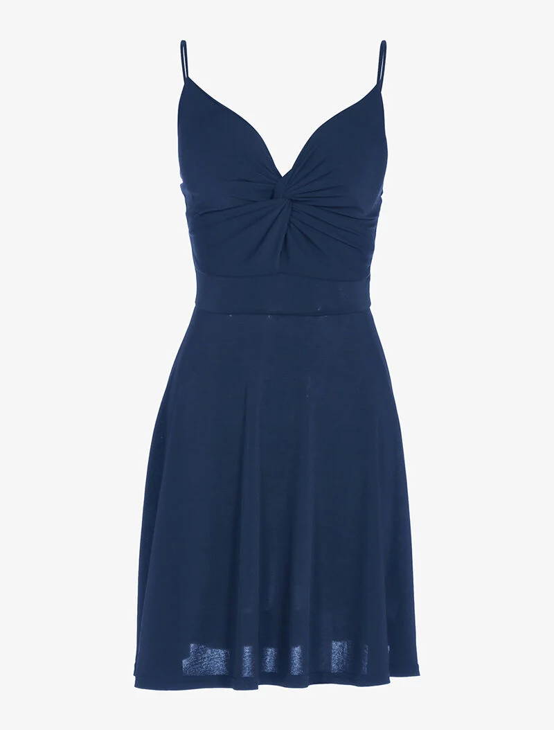 Kleid mit verdrehtem Herzausschnitt - Marine