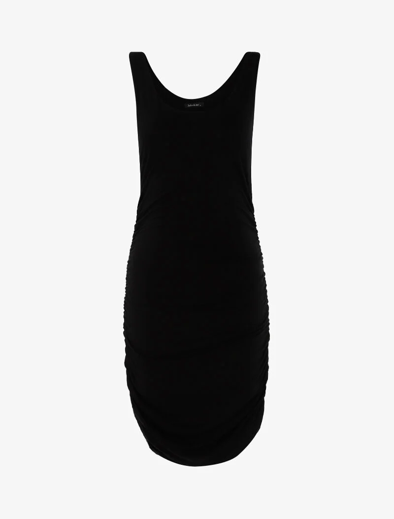 Kleid mit gerafften Seiten - schwarz