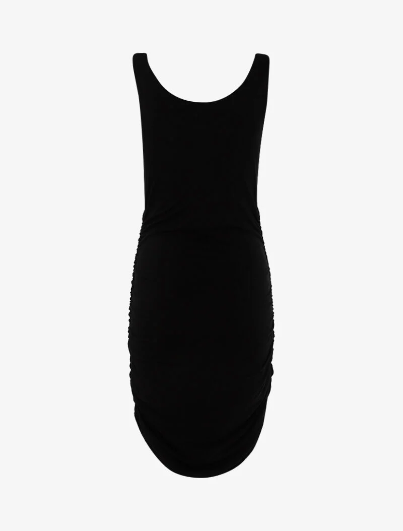 Kleid mit gerafften Seiten - schwarz