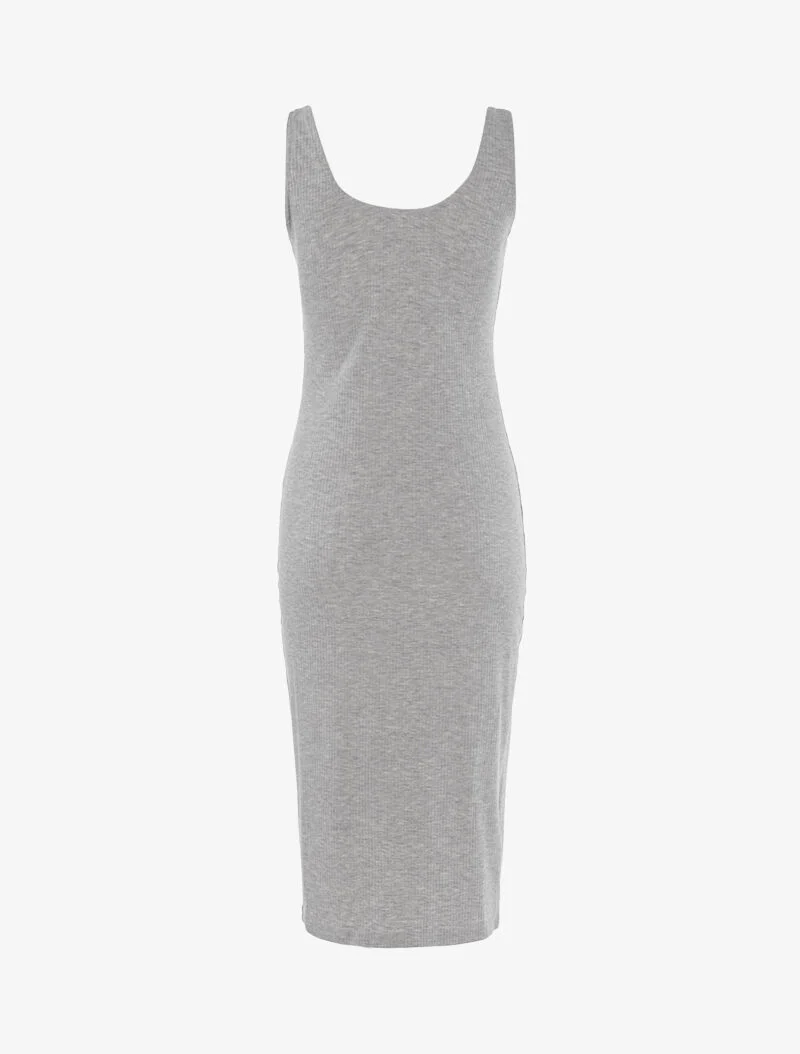 Geripptes Kleid mit Knopfleiste - Hellgrau