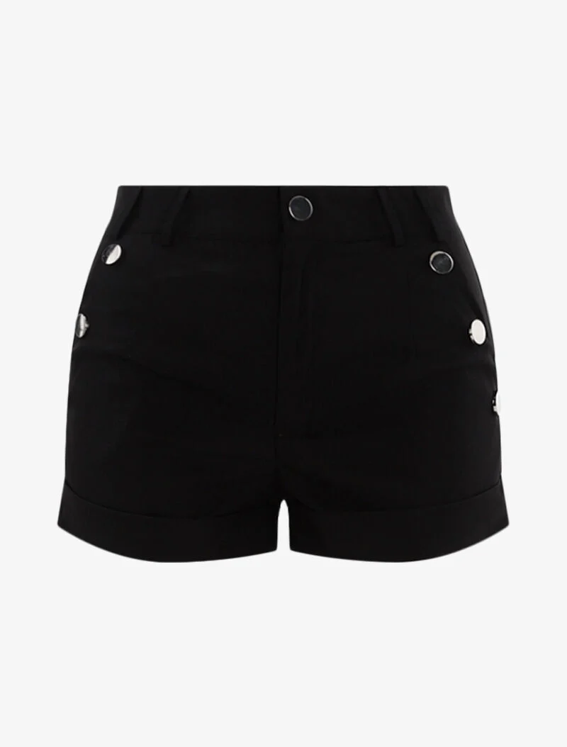 Shorts mit dekorativen Knöpfen - schwarz