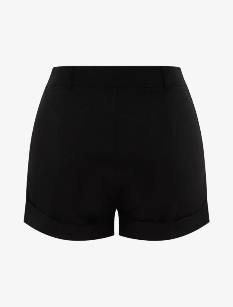 Shorts mit dekorativen Knöpfen - schwarz