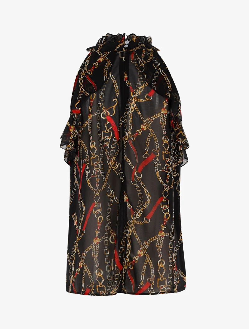Top aus Voile mit Rüschen-Details - schwarz