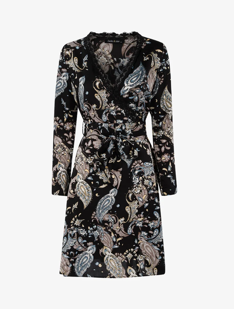 Kleid mit Paisley-Muster - schwarz