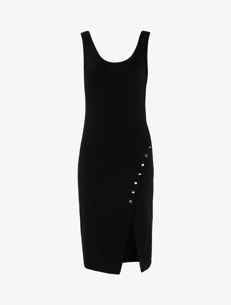 Basis-Kleid mit Knopfleiste - schwarz