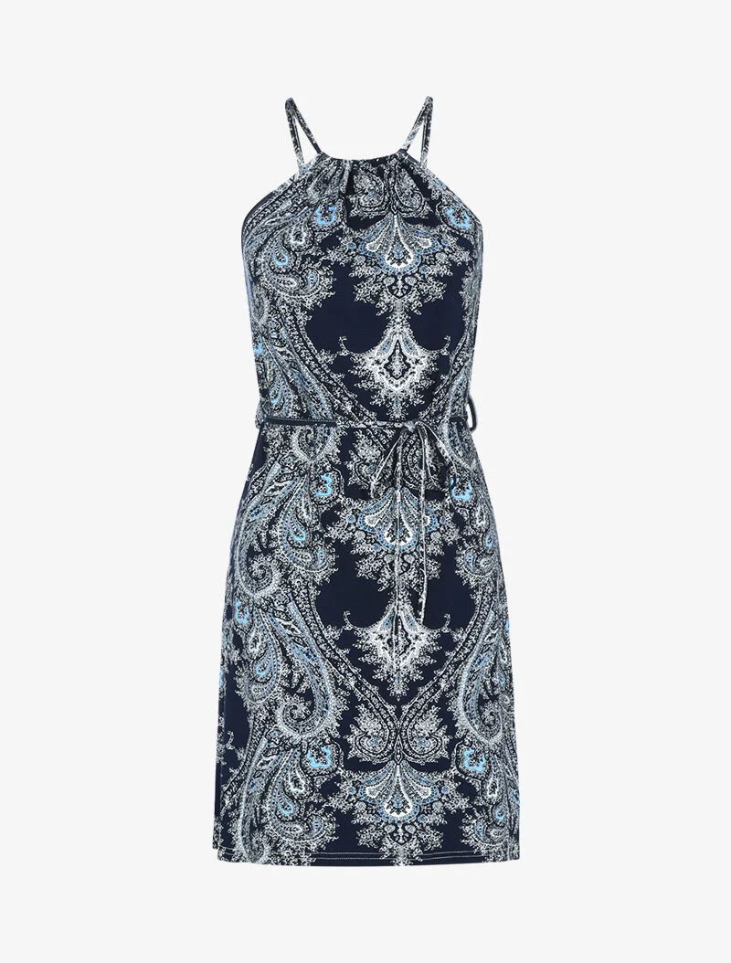 Fließendes Kleid mit Paisleymuster - Marine