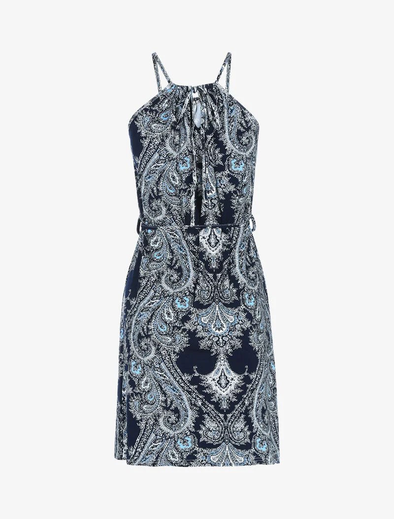 Fließendes Kleid mit Paisleymuster - Marine