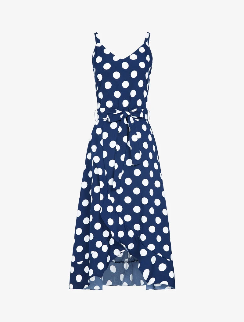 Wickelkleid mit Punkten - Marine