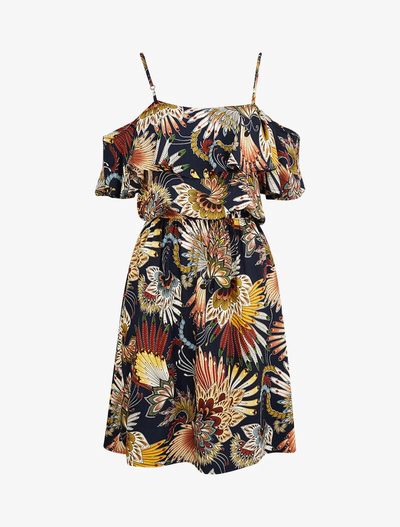 Schulterfreies Kleid - Marine