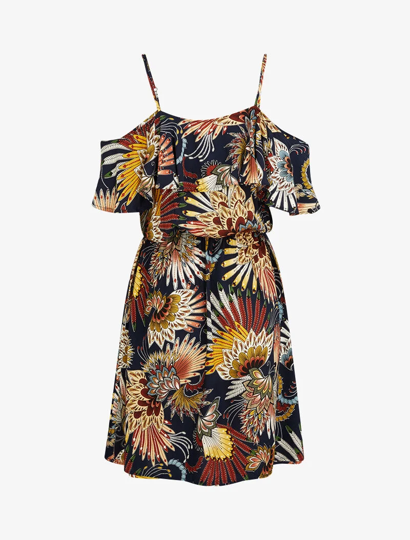 Schulterfreies Kleid - Marine