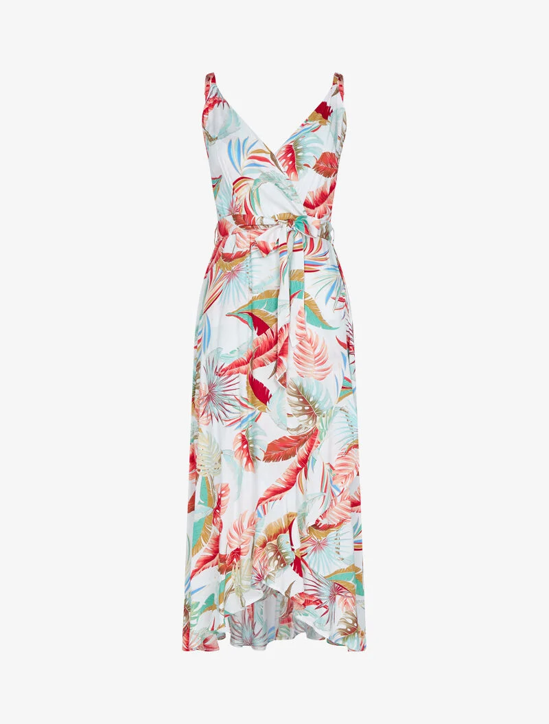 Wickelkleid mit Rüschen - weiß