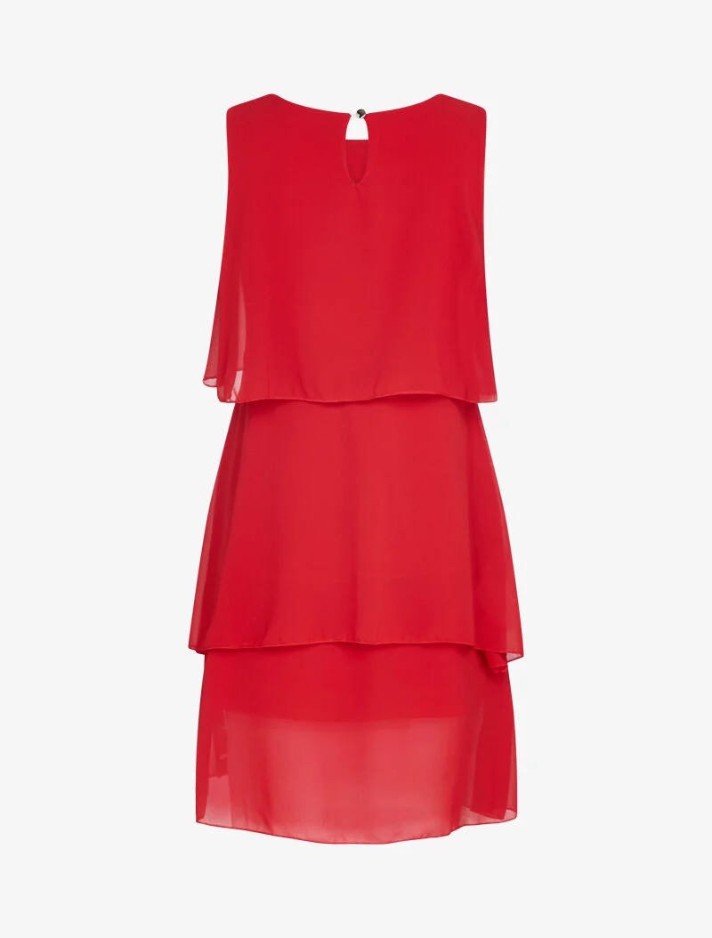 Kleid aus Voile mit Schmuckkragen - Rot