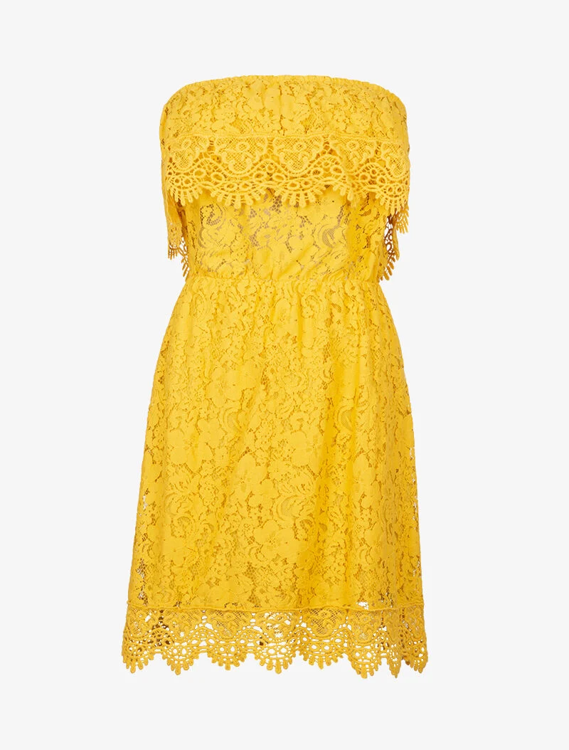 Bandeau-Kleid aus Häkelarbeit - gelb