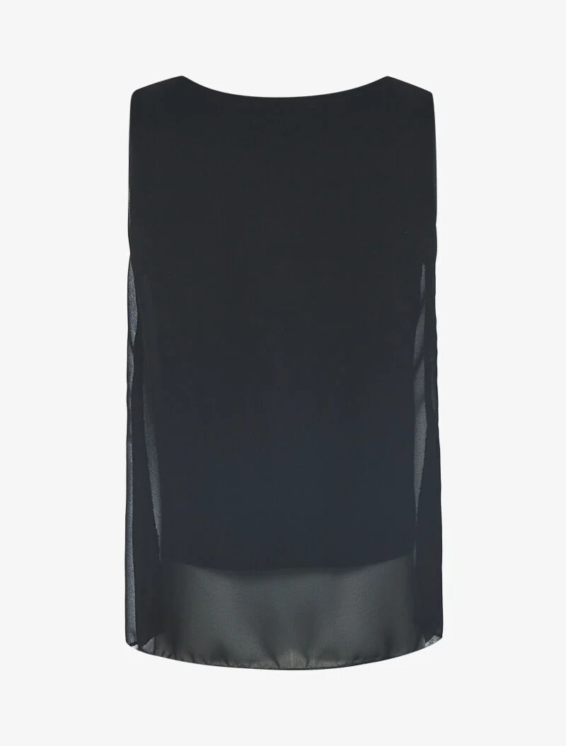 Oberteil aus Voile mit Kettendetail - schwarz