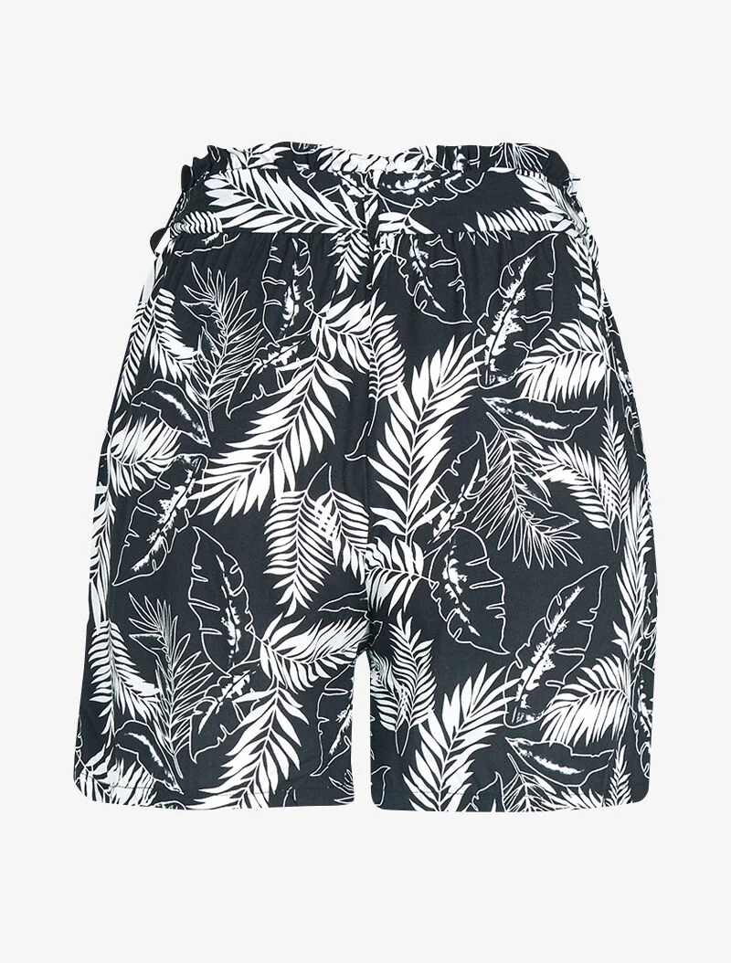 Shorts mit Blattmuster - schwarz