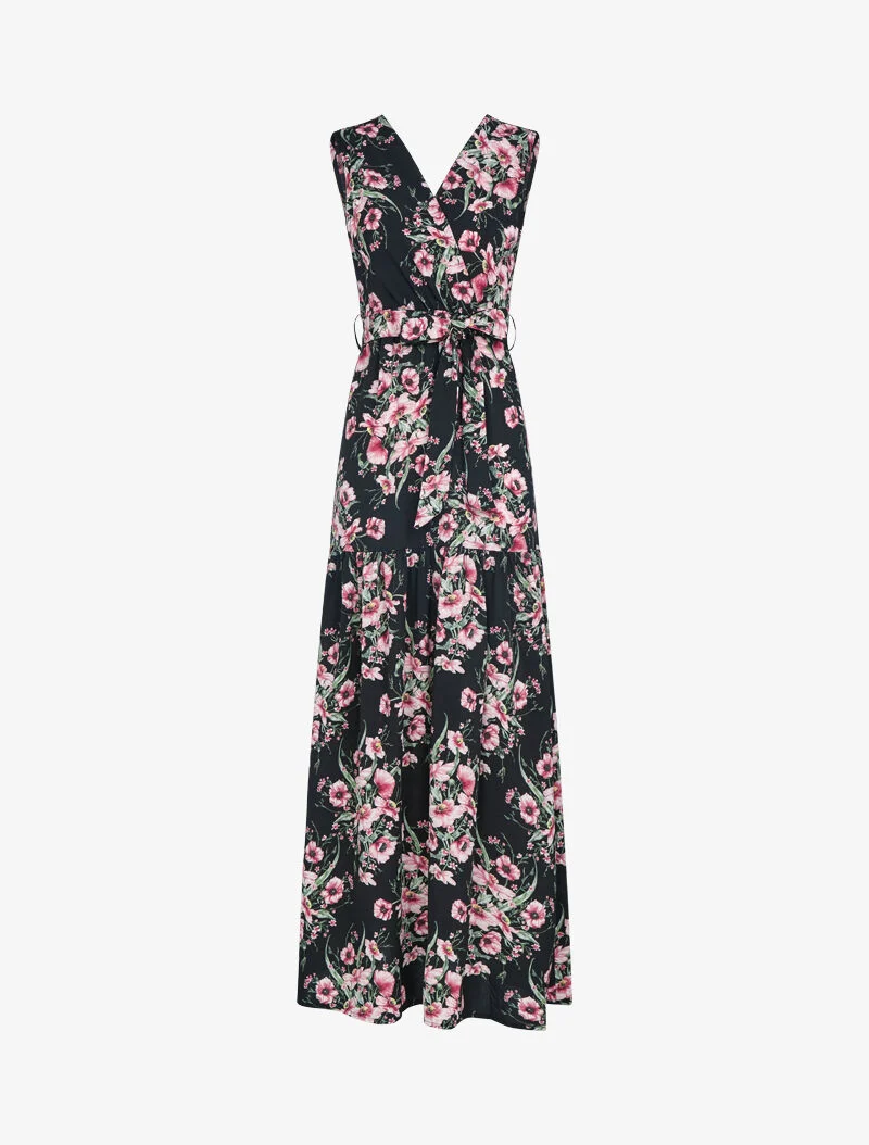 Kleid mit Blumenmuster - schwarz